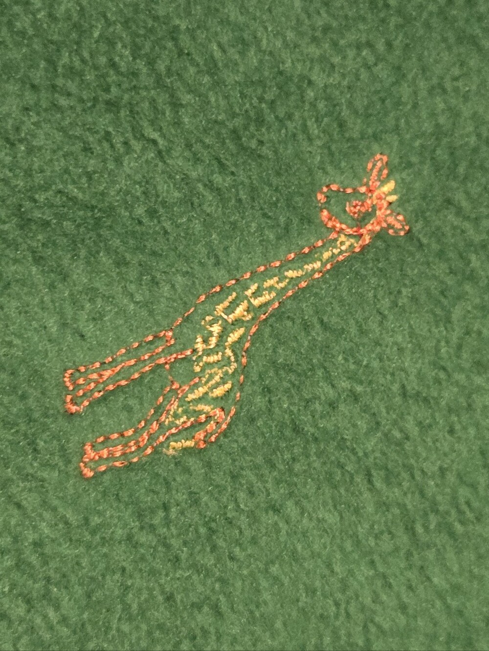 Alphabet Giraffe Embroidered Fleece Fabric 55" X 19"